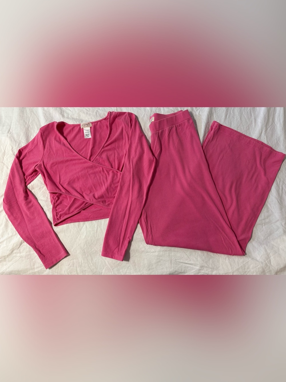 💕L ☆ Space Ribbed Pink Set💕